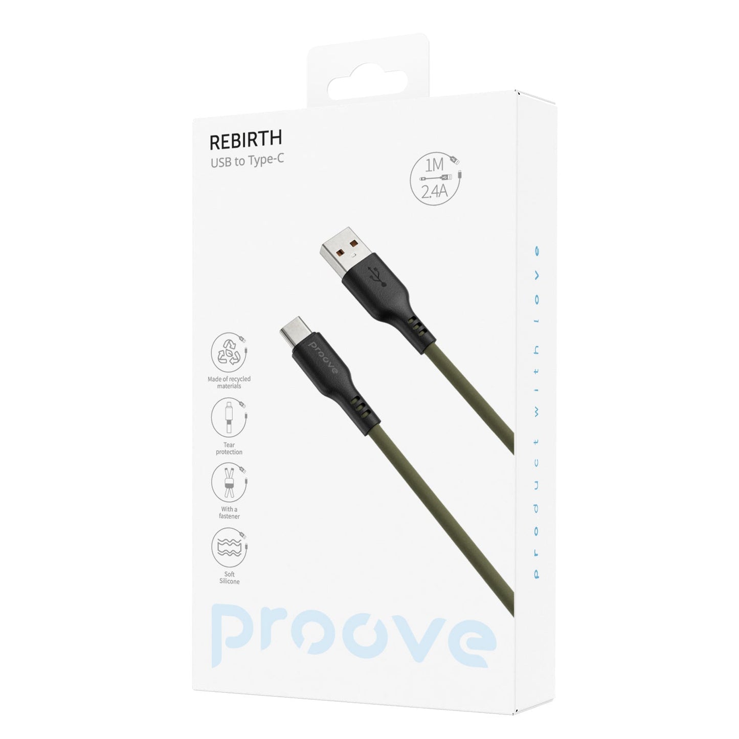 Proove Rebirth USB-A to USB-C Cable 1m (Green) [Green] [1M]