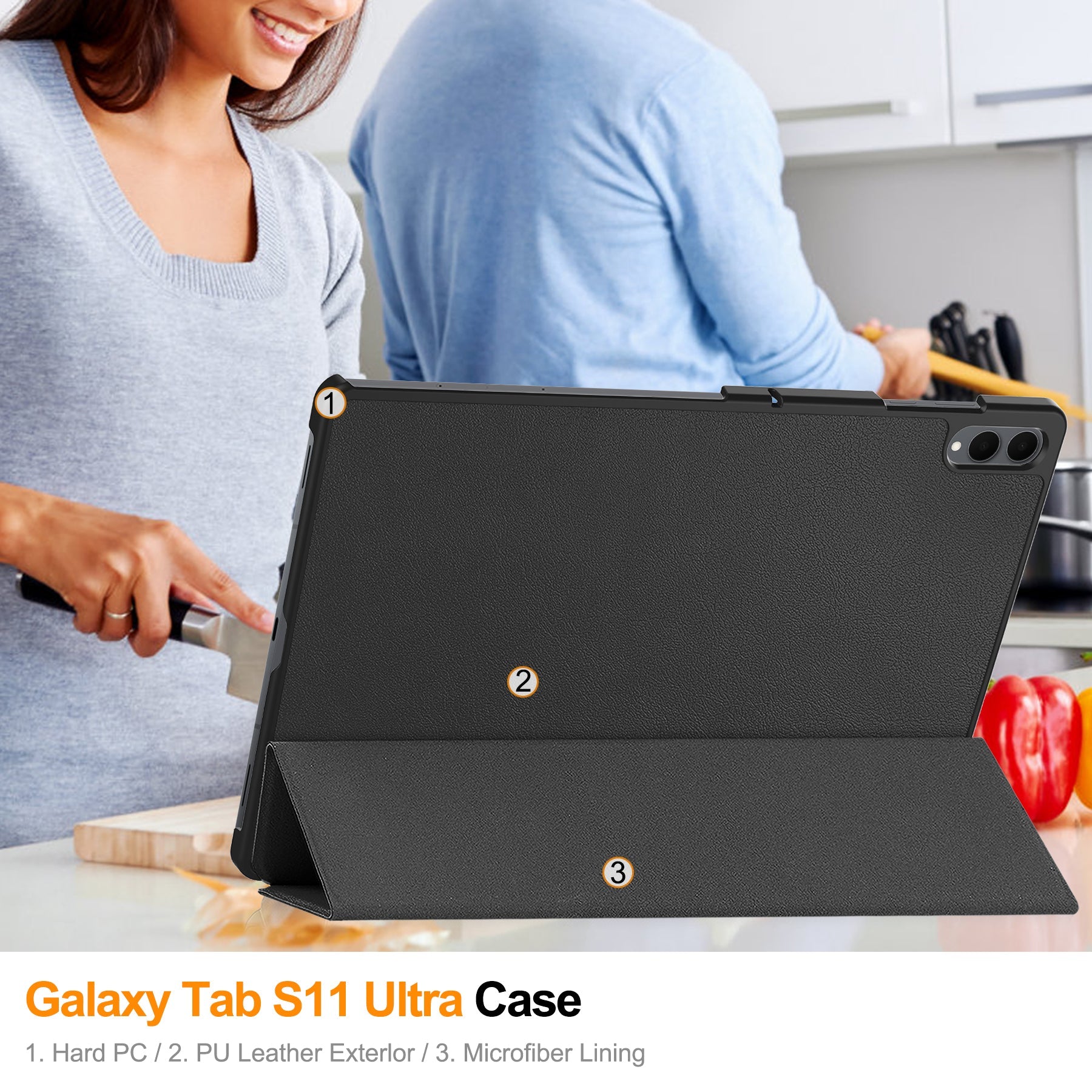 Galaxy Tab S11 Ultra Tri-fold Pu Case [Black]