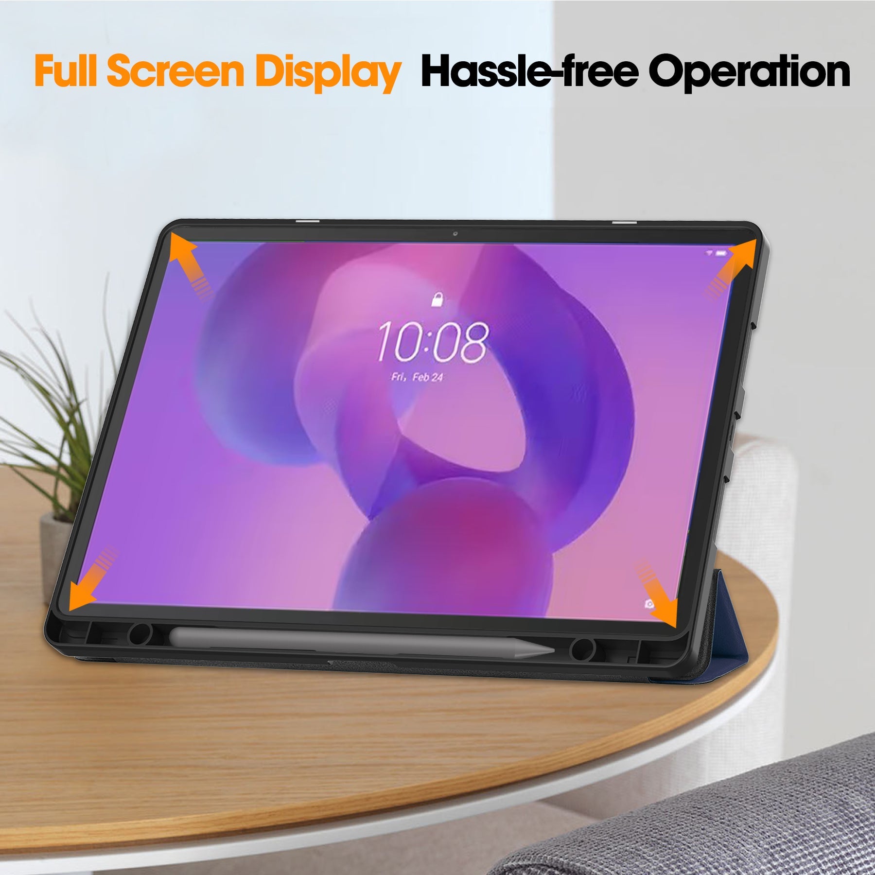 Lenovo Idea Tab Pro 12.7" Tb373 Tri-fold Pen Holder Case [Navy]