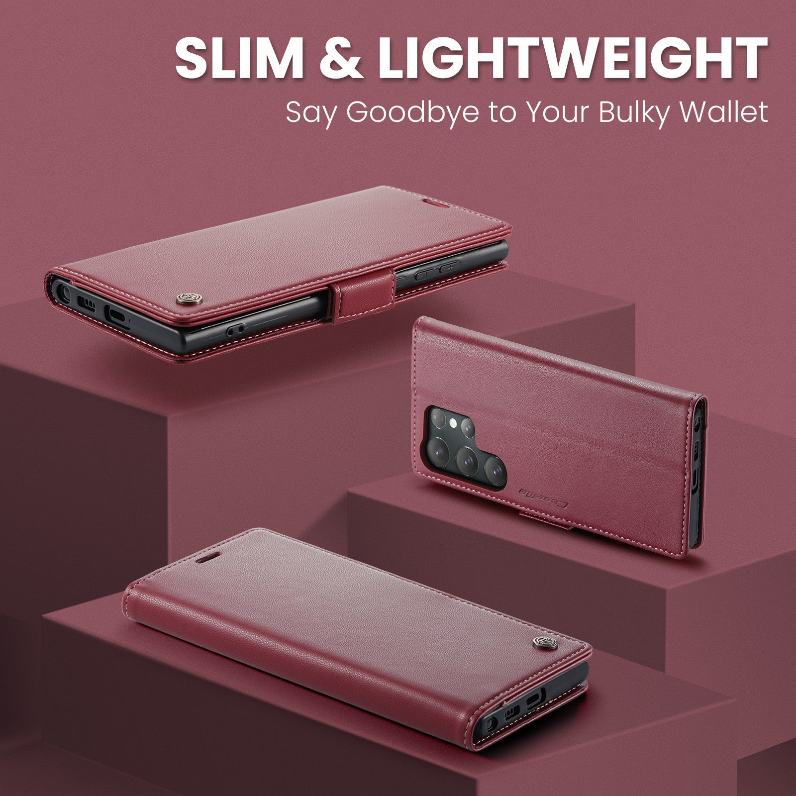Galaxy S25 Ultra Pu Wallet Case [Maroon]