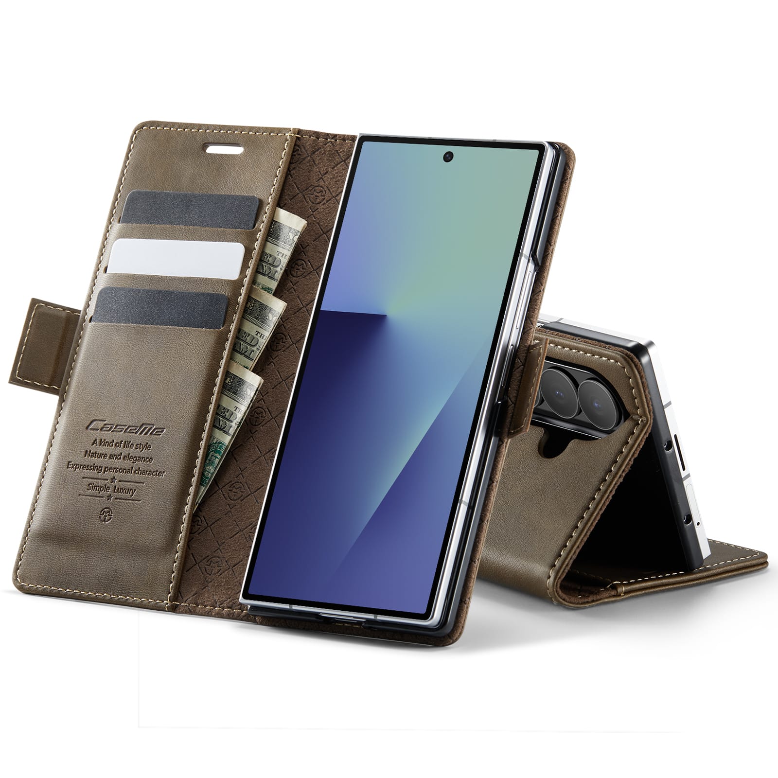 Galaxy Z Fold 7 Pu Wallet Case [Brown]