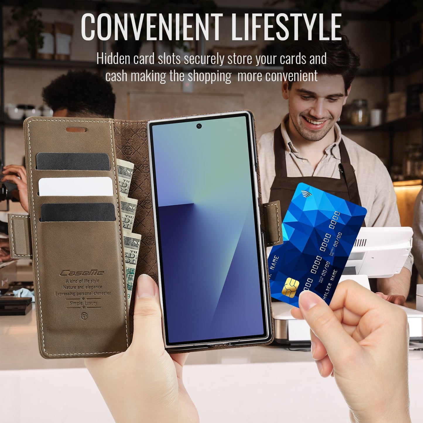 Galaxy Z Fold 7 Pu Wallet Case [Brown]
