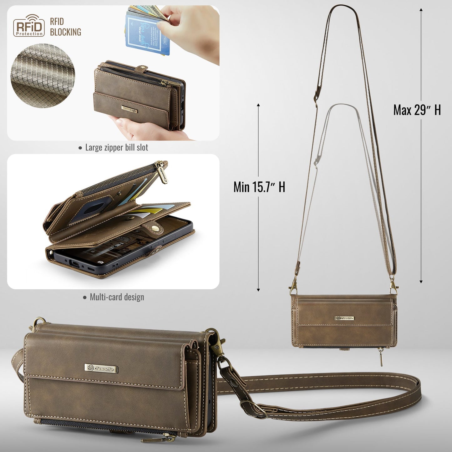 Samsung Galaxy A55 Crossbody Wallet [Coffee]