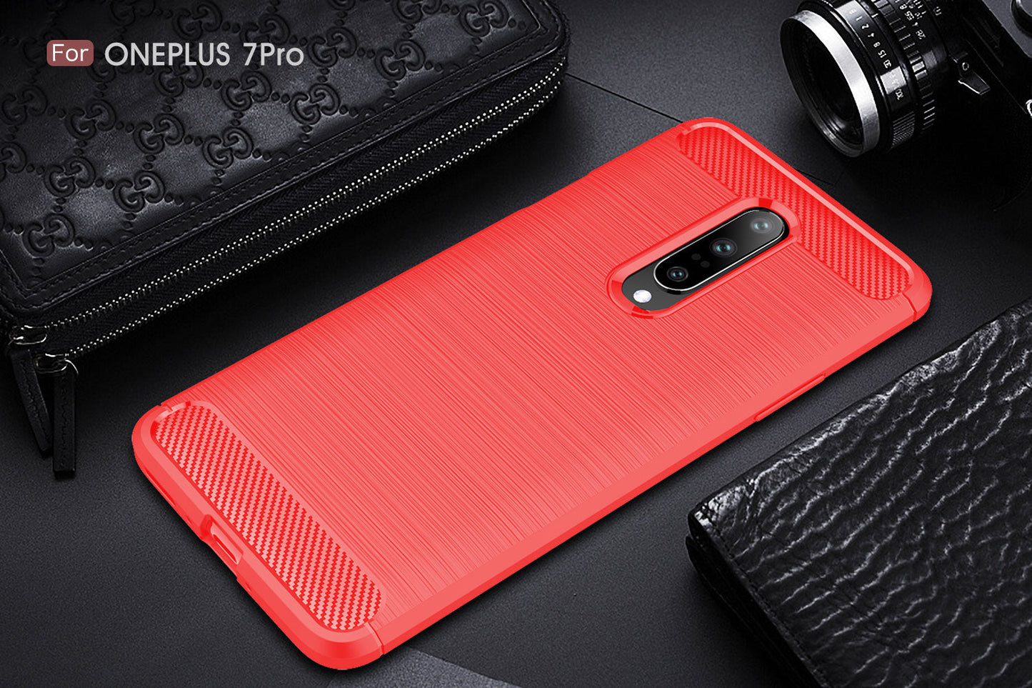 Oneplus 7 Pro Carbon Fibre Case [Red]