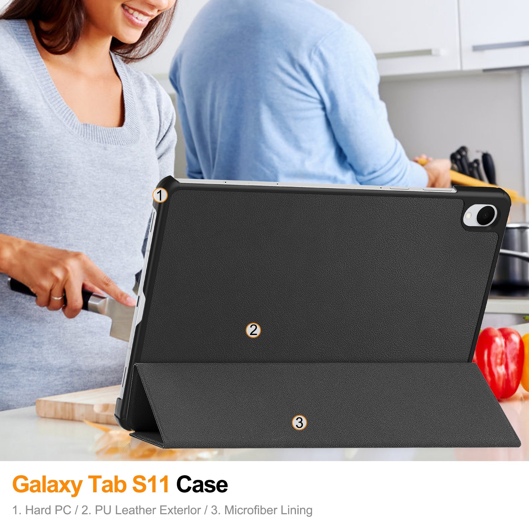 Galaxy Tab S11 Tri-fold Pu Case [Black]