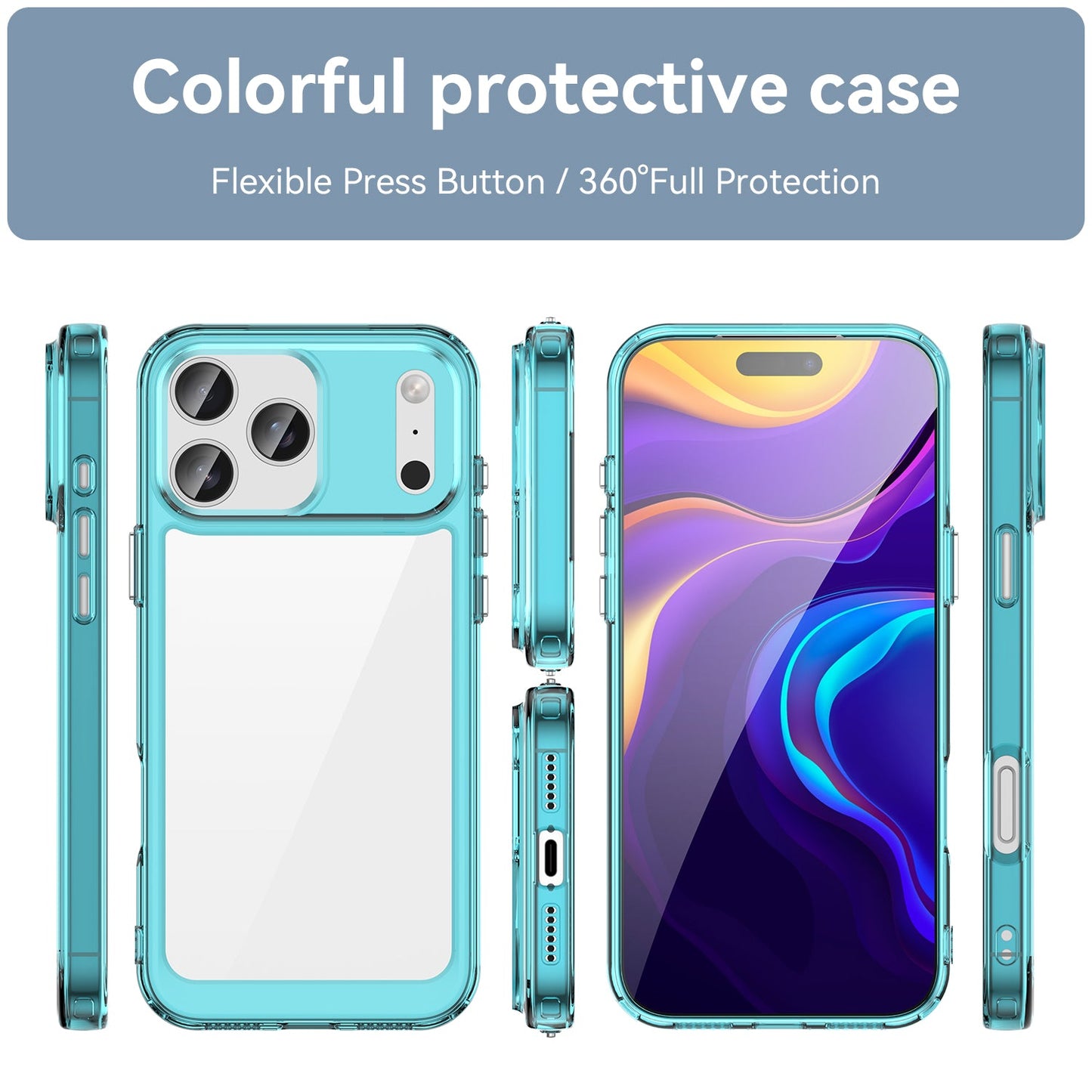 Iphone 17 Pro Max Soft Gel Case [Clear Blue]