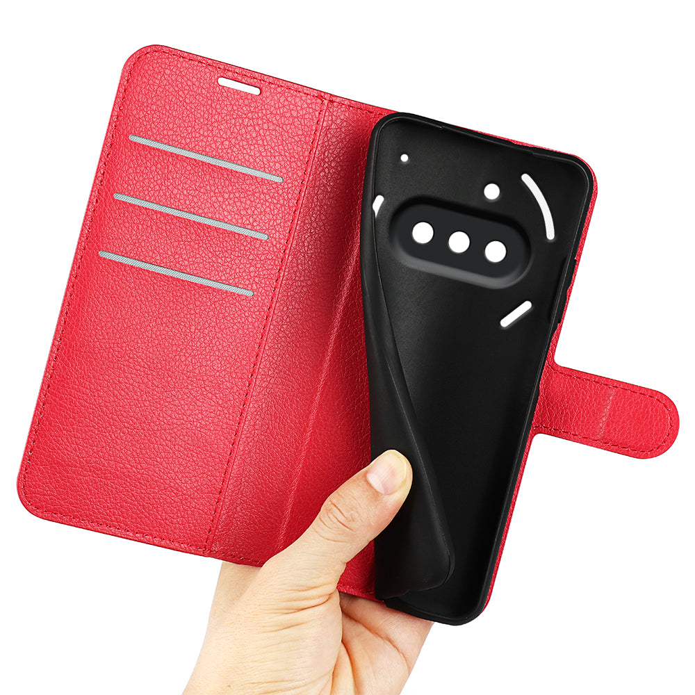 Nothing Phone (3A) Pu Wallet Case [ Red ]