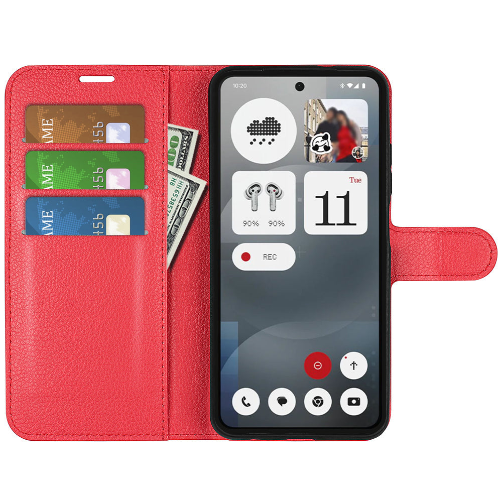 Nothing Phone (3A) Pu Wallet Case [ Red ]