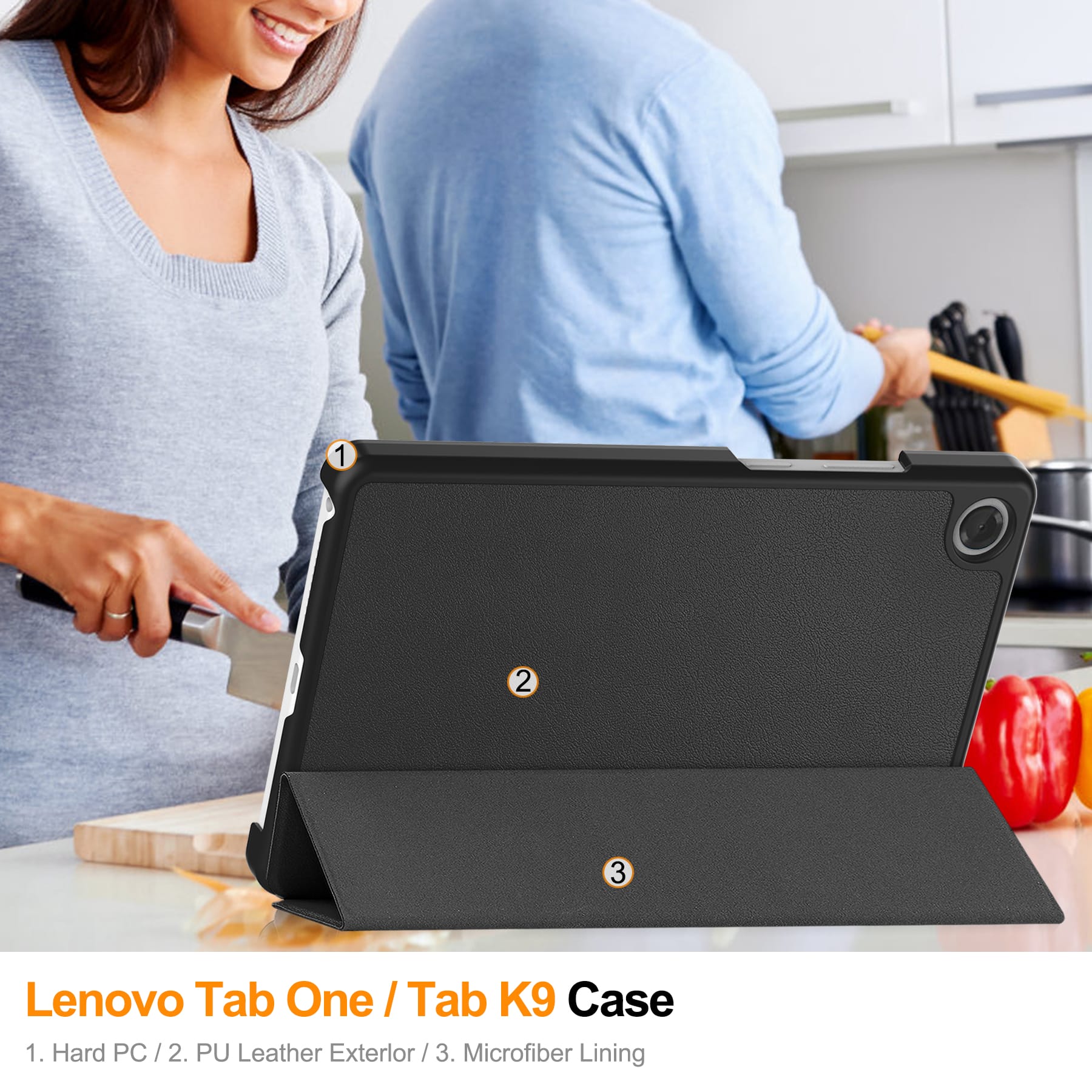 Lenovo Tab One 8.7" Tri-fold Pu Case [Black]