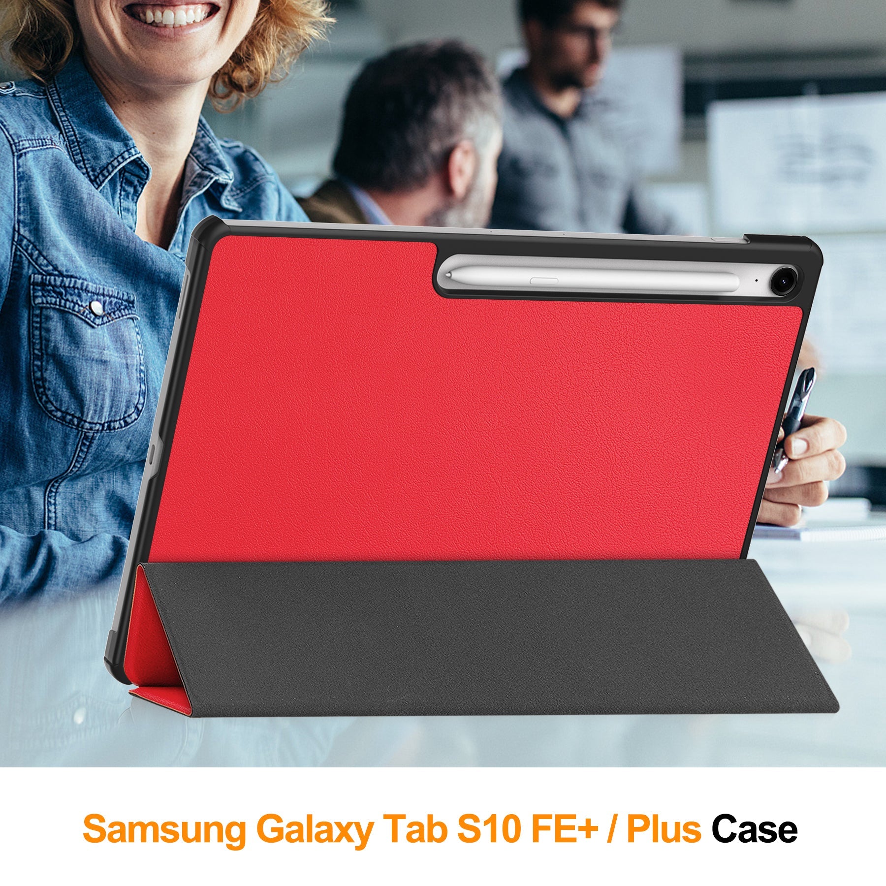 Samsung Tab S10Fe Plus Tri-Fold Pu Case [Red]