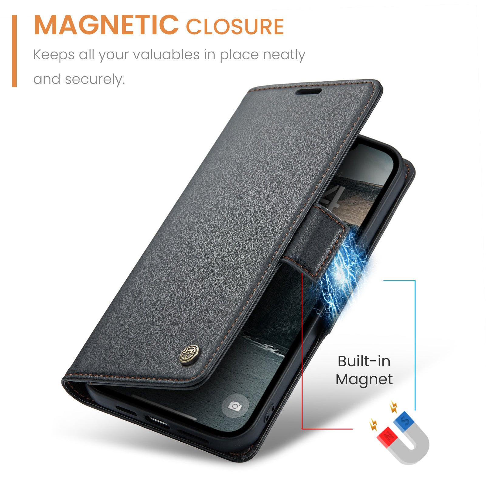 Apple iPhone 16E Pu Wallet Case [Black]