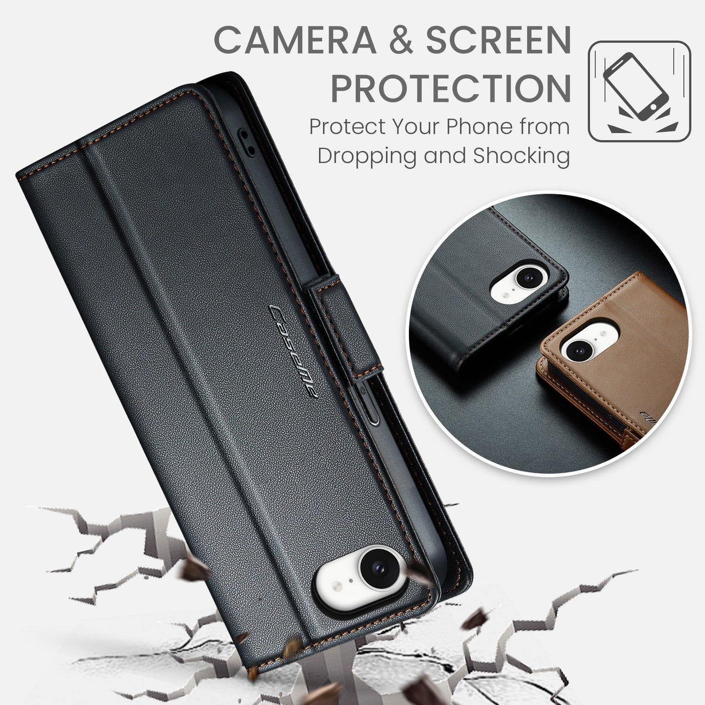 Apple iPhone 16E Pu Wallet Case [Black]