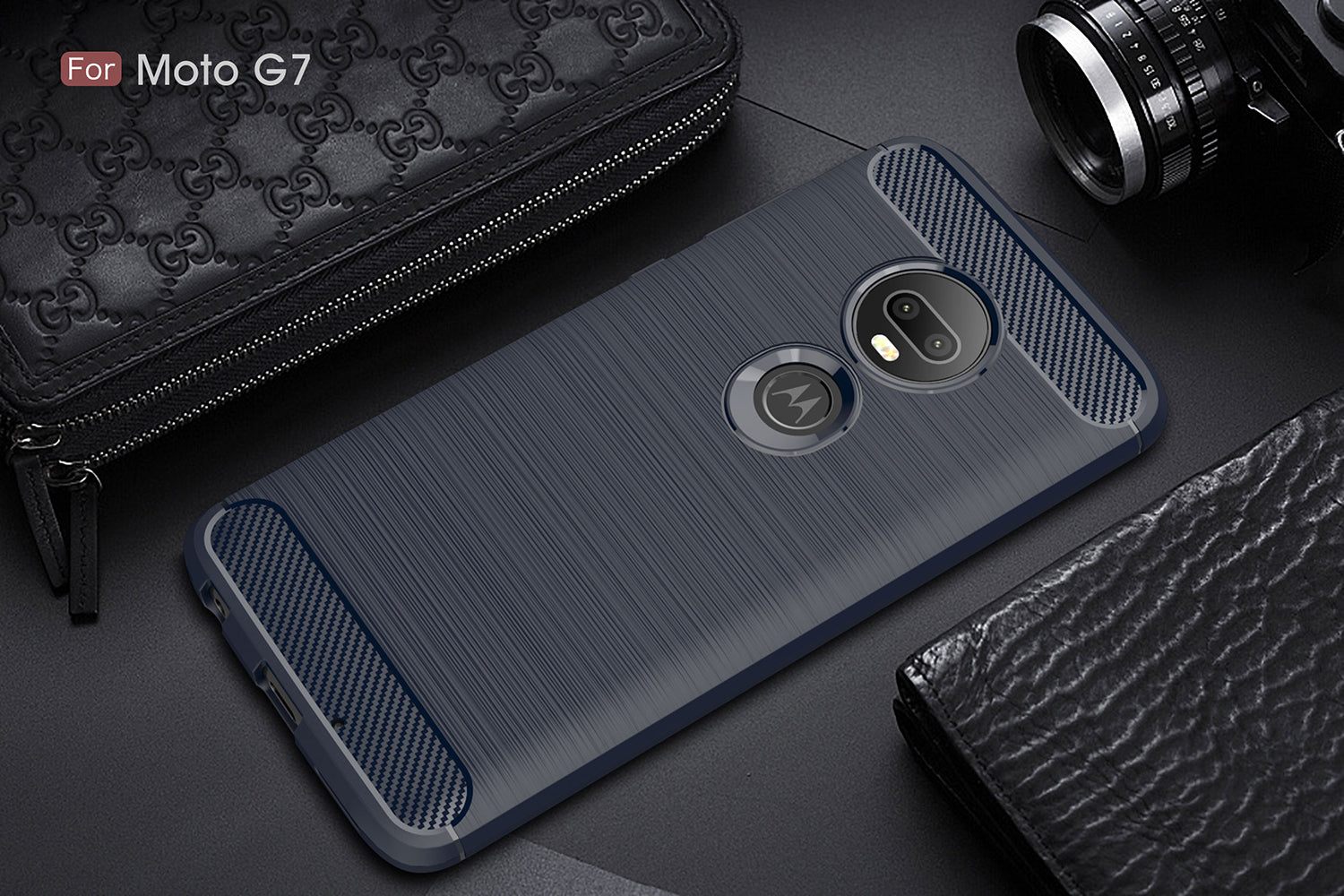 Moto G7/G7Plus Carbon Fibre Case Navy