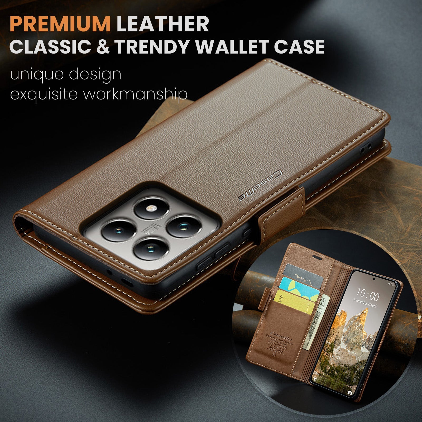 Xiaomi 14T Pu Wallet Case [Brown]
