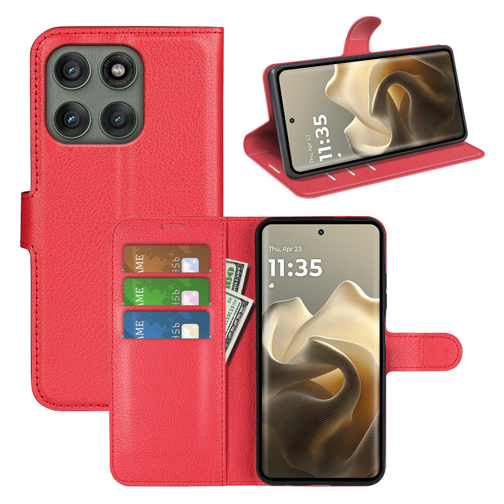 Moto Edge 60 Pro Pu Wallet Case [Red]