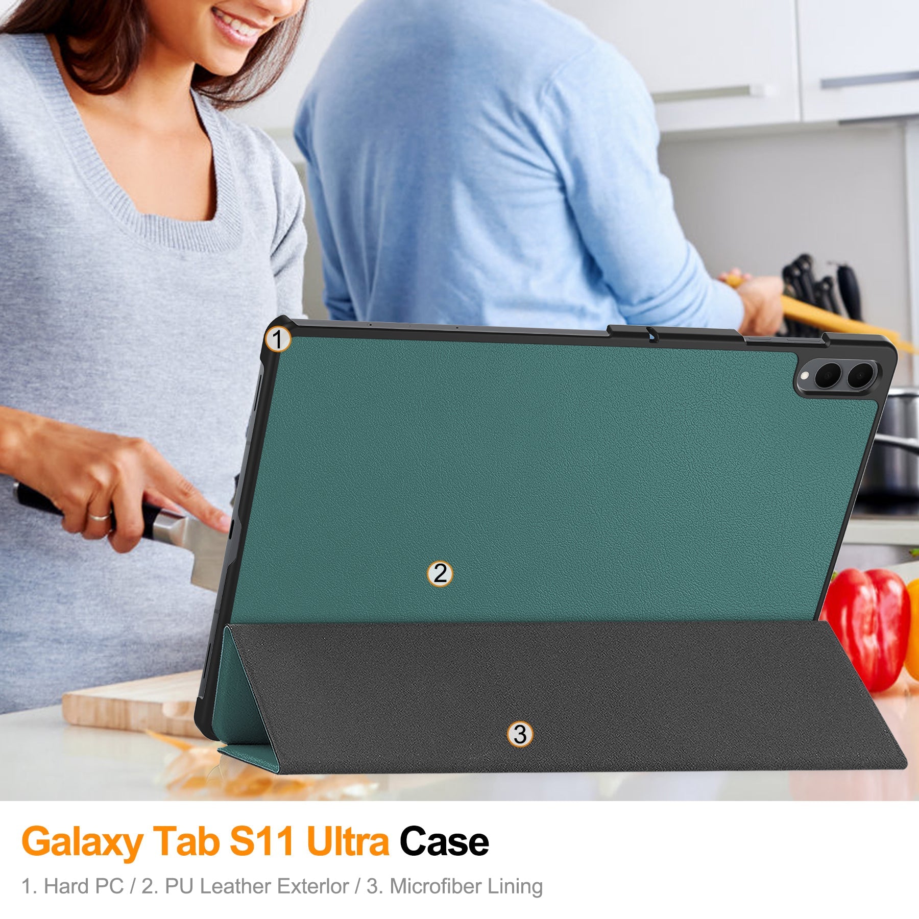 Galaxy Tab S11 Ultra Tri-fold Pu Case [Teal]