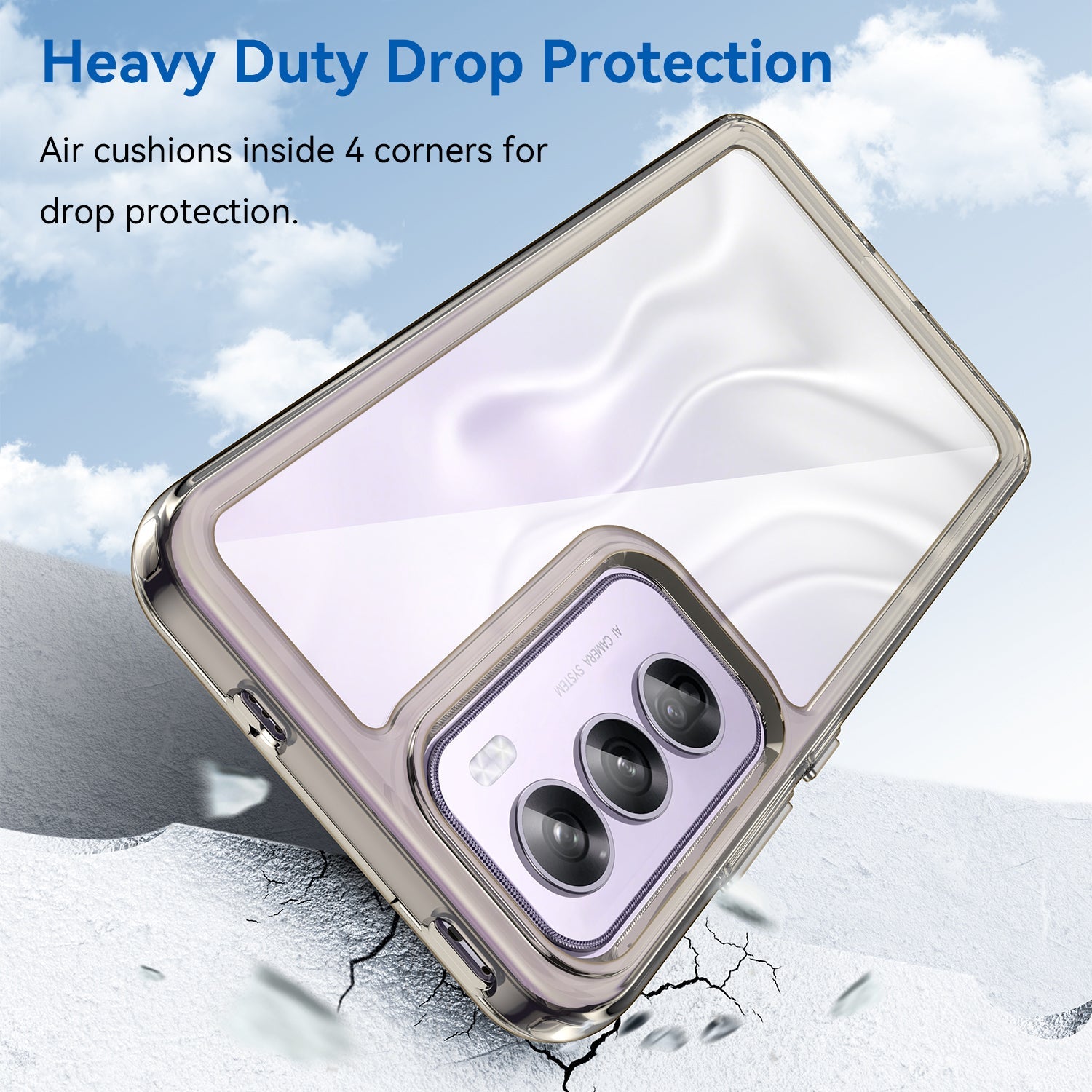 Oppo Reno 12 Pro Soft Gel Bumper Case [Clear Grey]