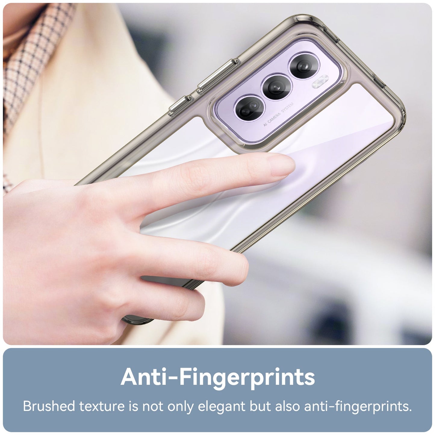 Oppo Reno 12 Pro Soft Gel Bumper Case [Clear Grey]