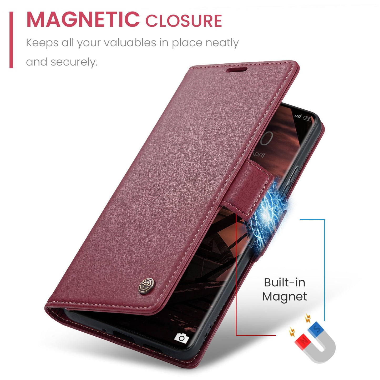Xiaomi Redmi Note 14 Pro Plus 5G Pu Wallet Case [Maroon]