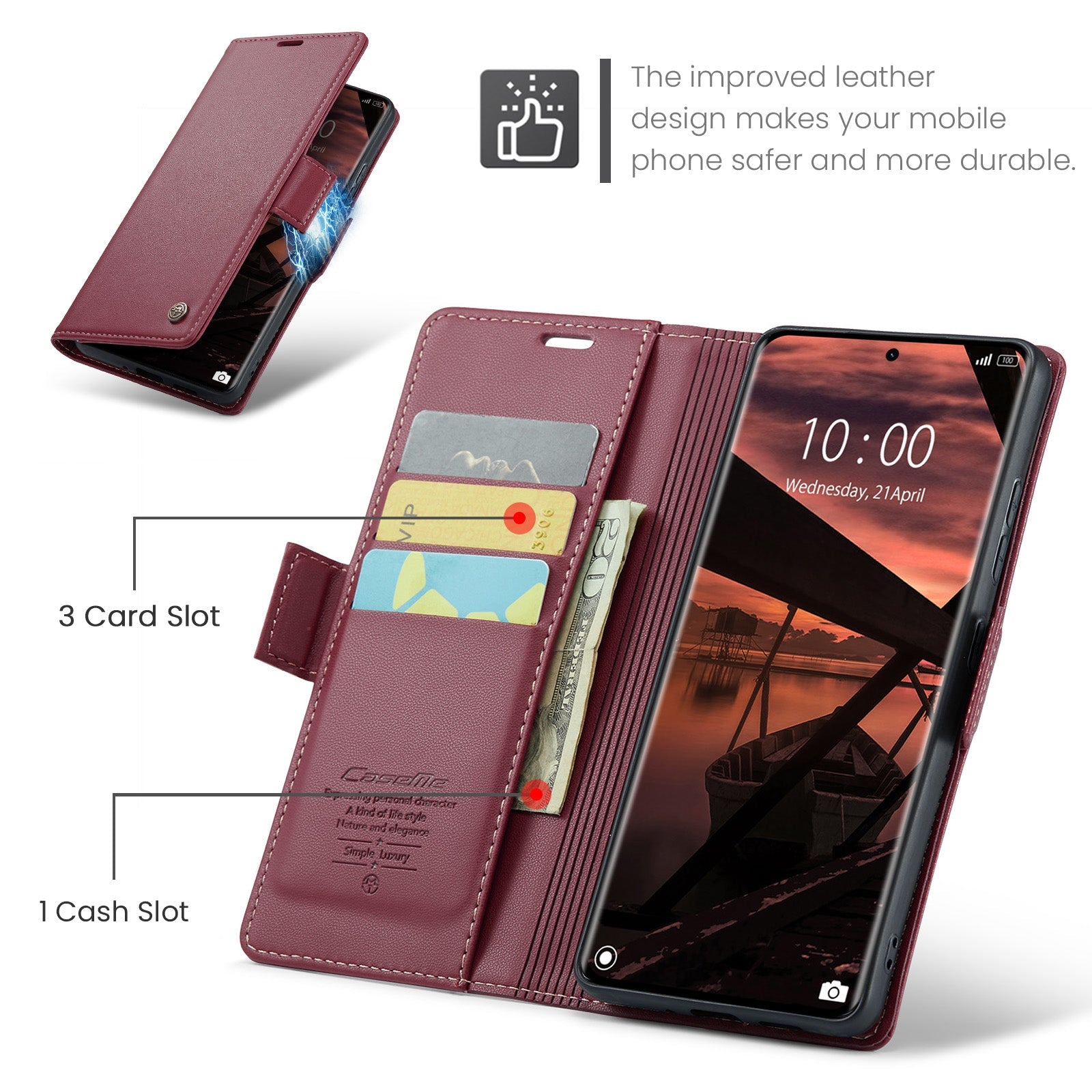 Xiaomi Redmi Note 14 Pro Plus 5G Pu Wallet Case [Maroon]