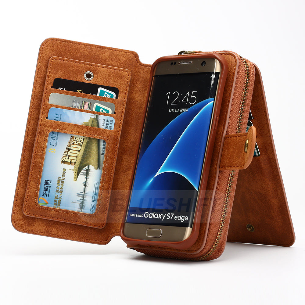 Samsung Galaxy S7 Edge Deluxe Zipper Case Brown