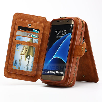 Samsung Galaxy S7 Edge Deluxe Zipper Case Brown