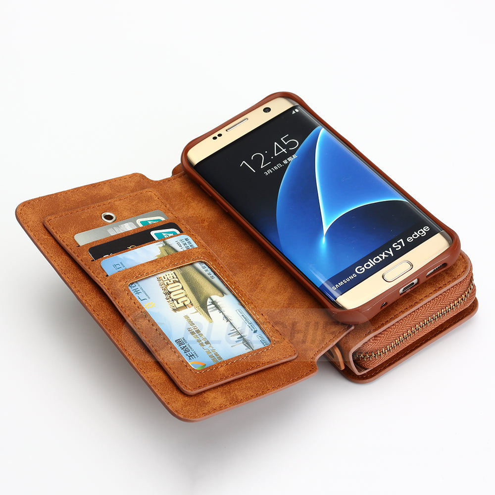 Samsung Galaxy S7 Edge Deluxe Zipper Case Brown