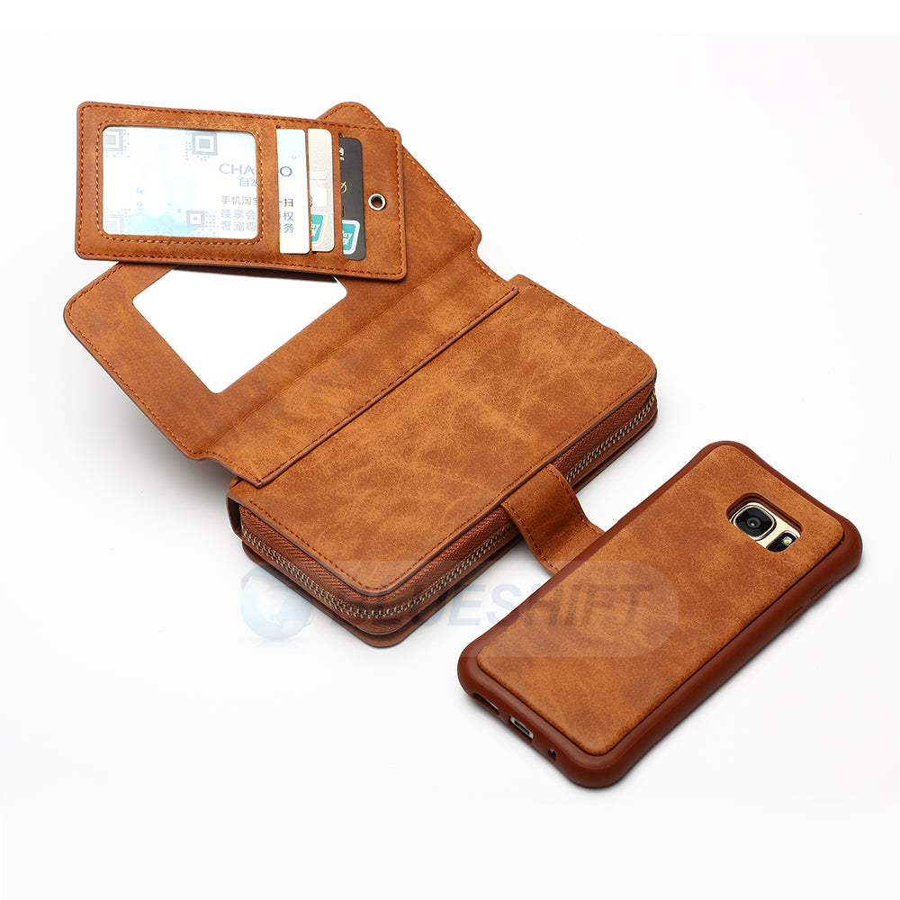 Samsung Galaxy S7 Edge Deluxe Zipper Case Brown