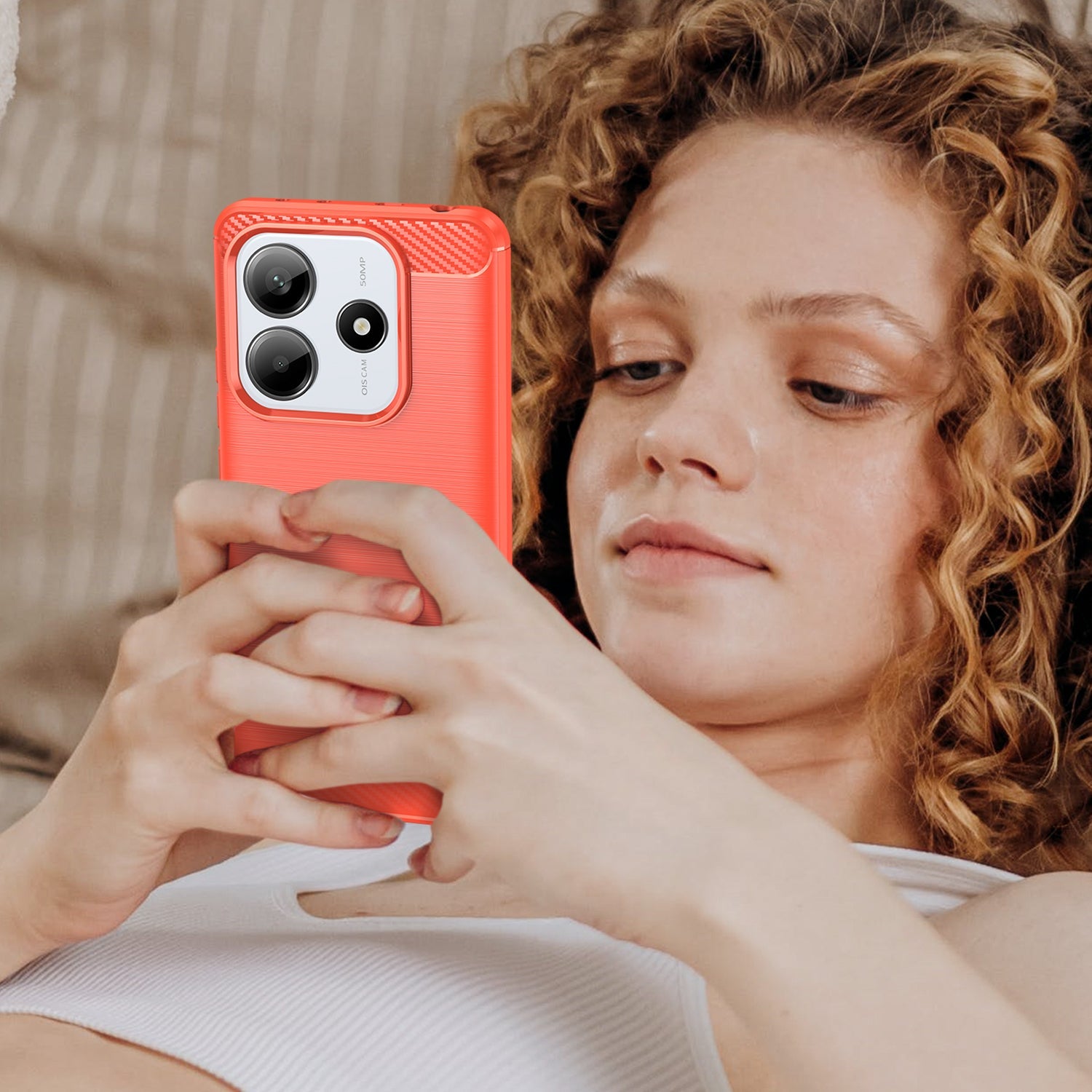 Xiaomi Redmi Note 14 5G Carbon Fibre Case [Red]