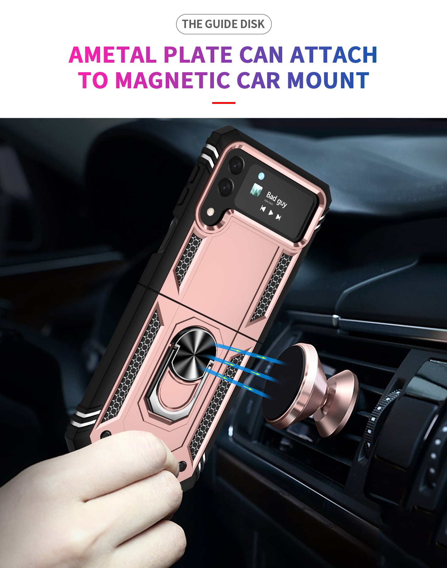 Galaxy Z Flip4 5G Military Armour Ring Case [Rosegold]