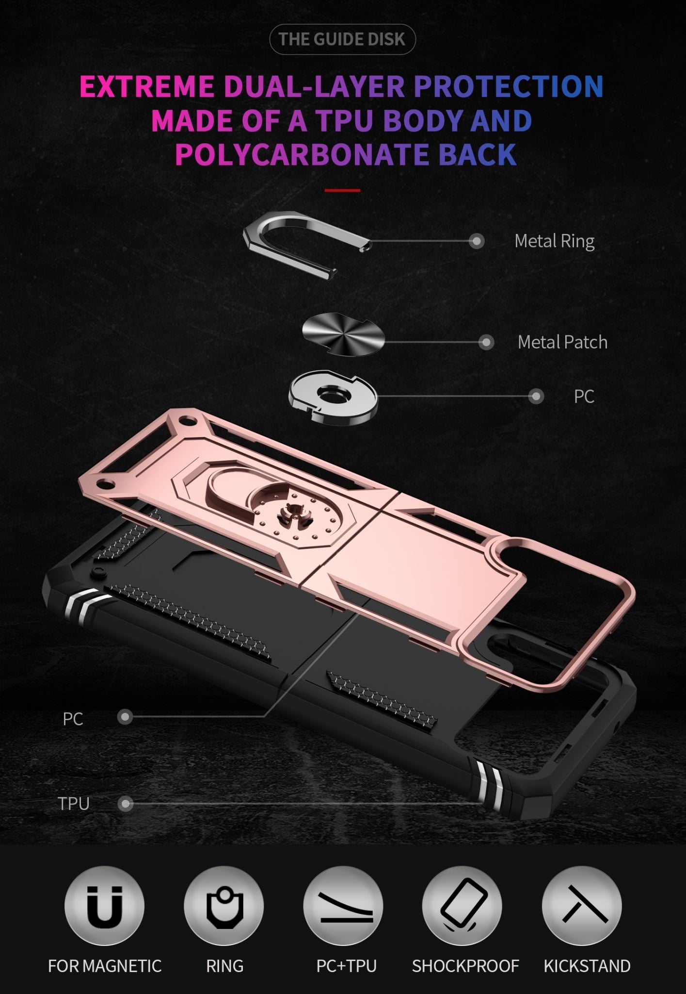 Galaxy Z Flip4 5G Military Armour Ring Case [Rosegold]