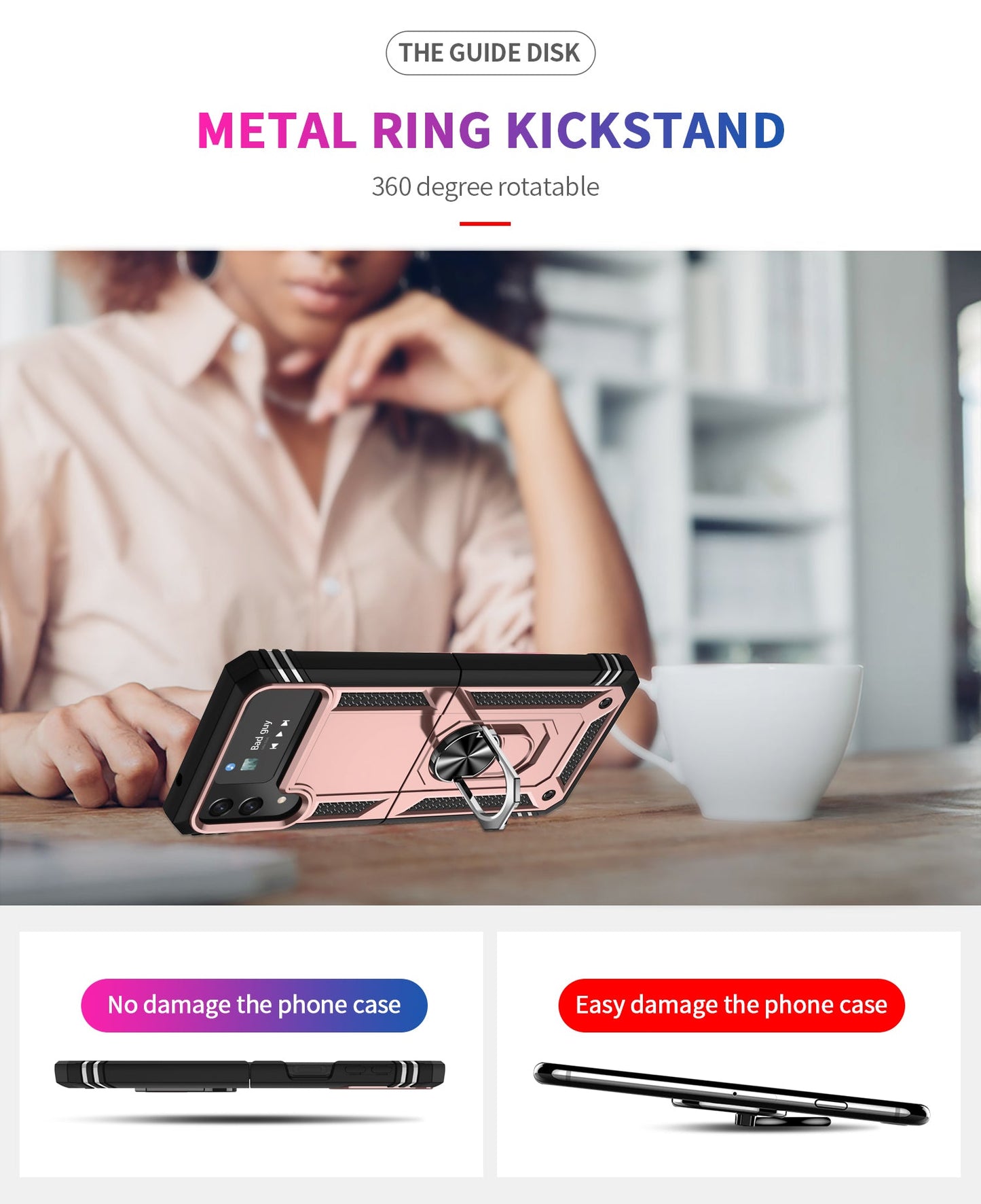 Galaxy Z Flip4 5G Military Armour Ring Case [Rosegold]