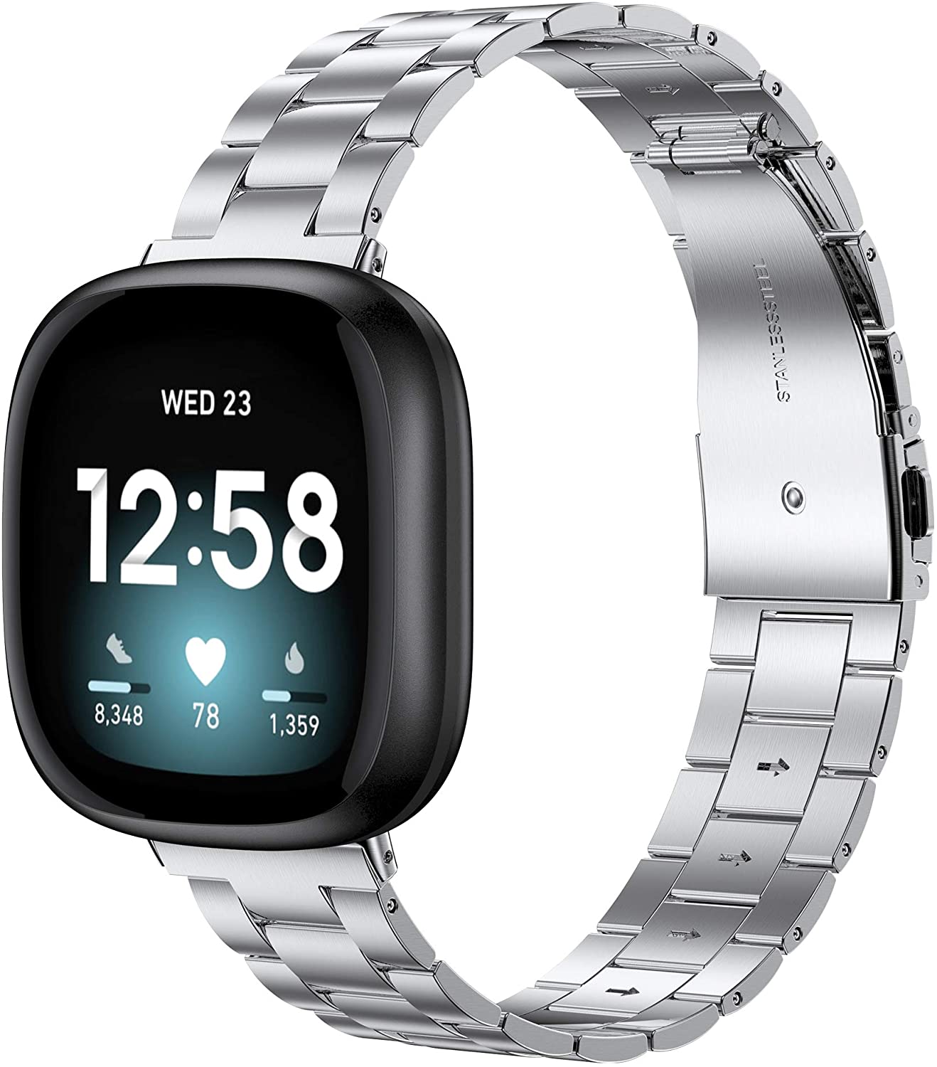 Fitbit Versa 3 Stainless Steel Strap [Silver]