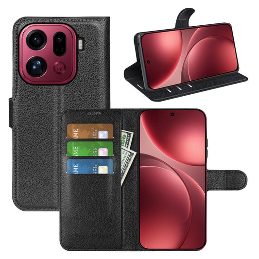 Oppo Find X9 Pro Pu Wallet Case [Black]