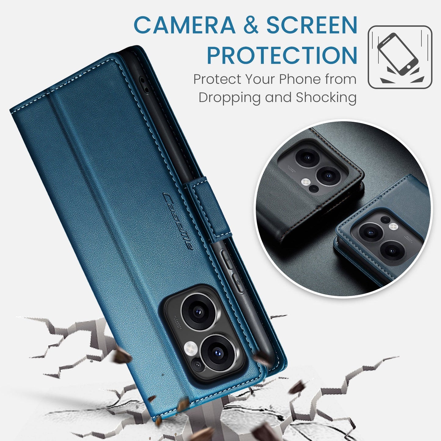 Oppo Reno 13 F 5G Pu Wallet Case [Navy]
