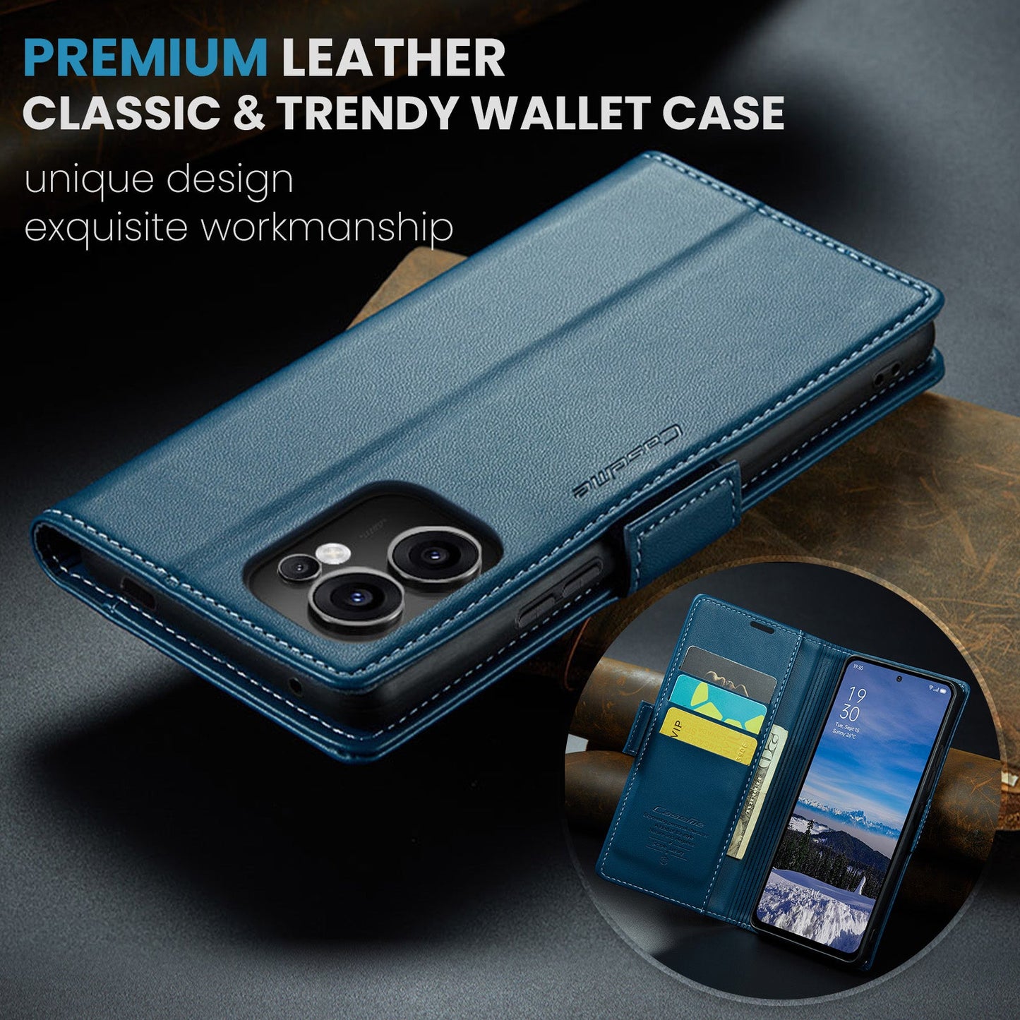 Oppo Reno 13 F 5G Pu Wallet Case [Navy]
