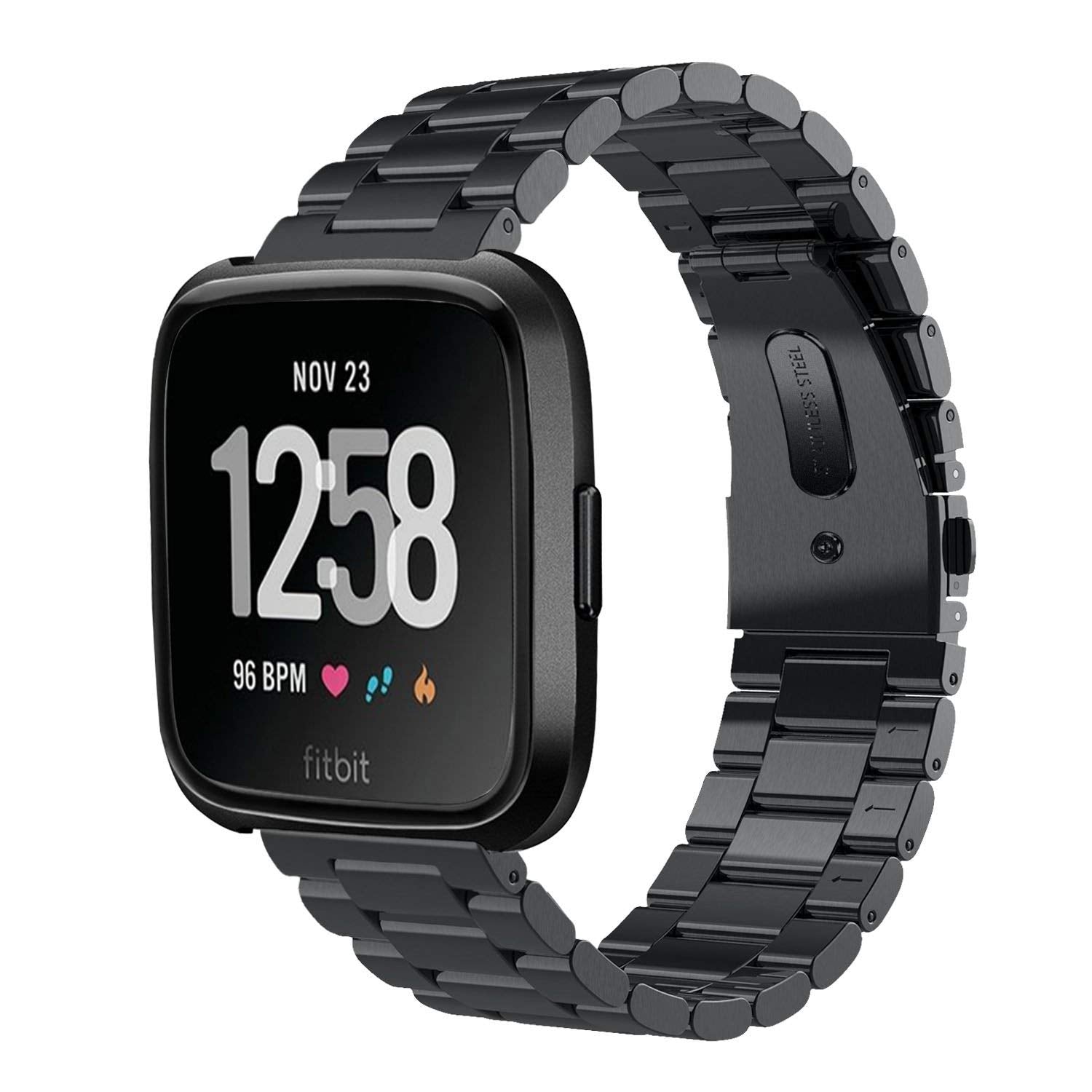 Fitbit Versa Stainless Steel Strap [Black]