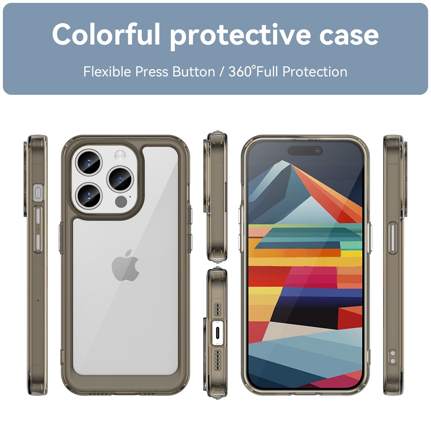 Iphone 15 Pro Soft Gel Case [Clear Grey]