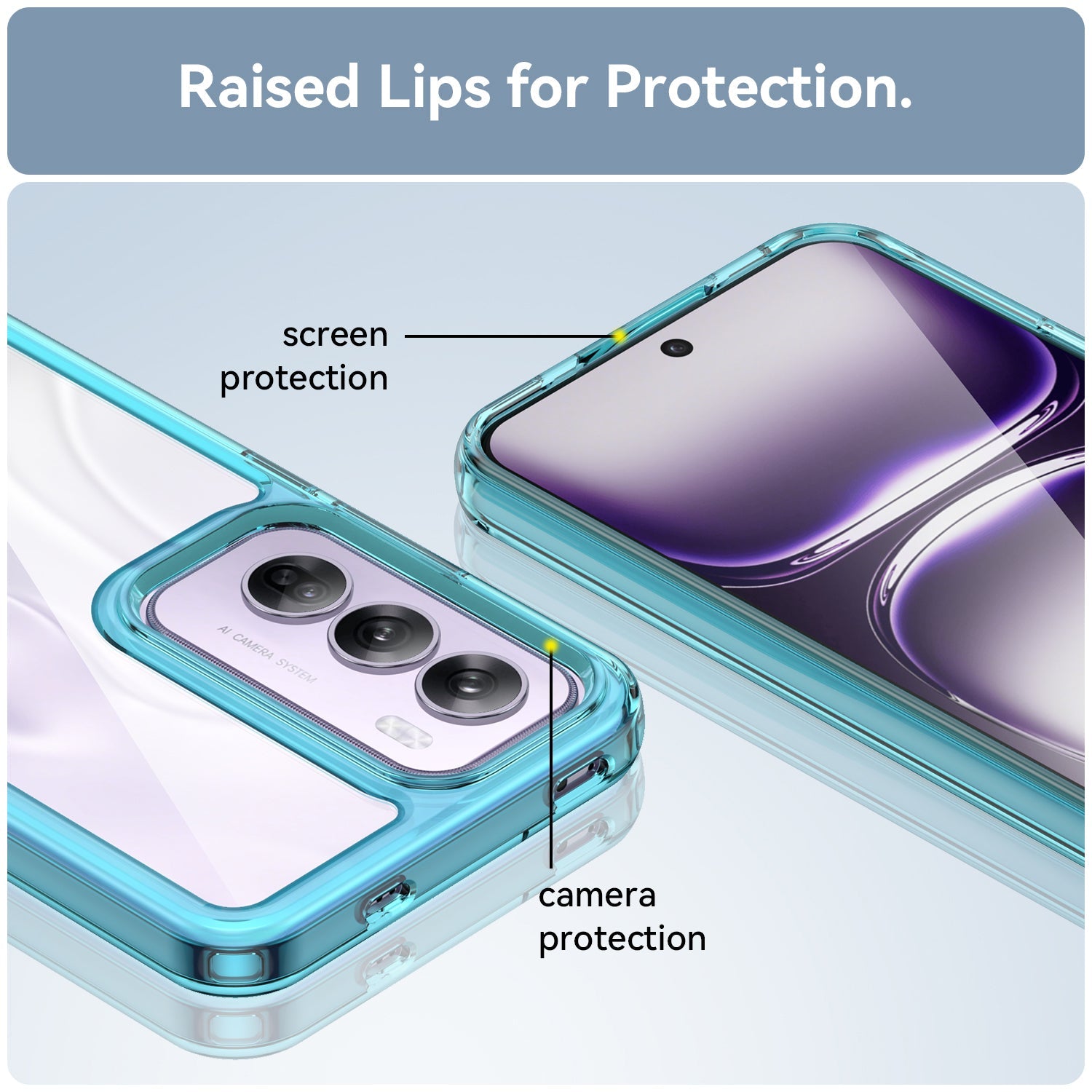 Oppo Reno 12 Pro Soft Gel Bumper Case [Clear Blue]