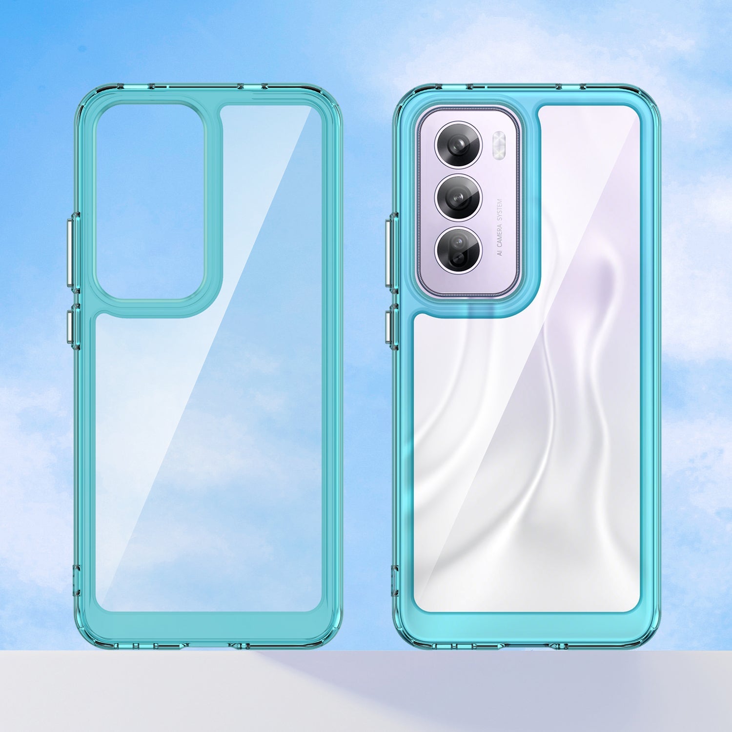Oppo Reno 12 Pro Soft Gel Bumper Case [Clear Blue]