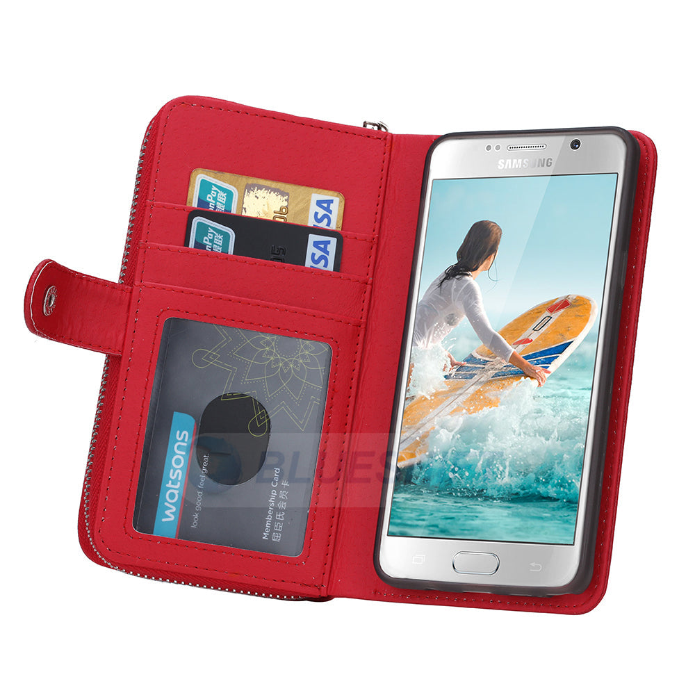 Samsung Galaxy Note 5 Zipper Wallet Case Red