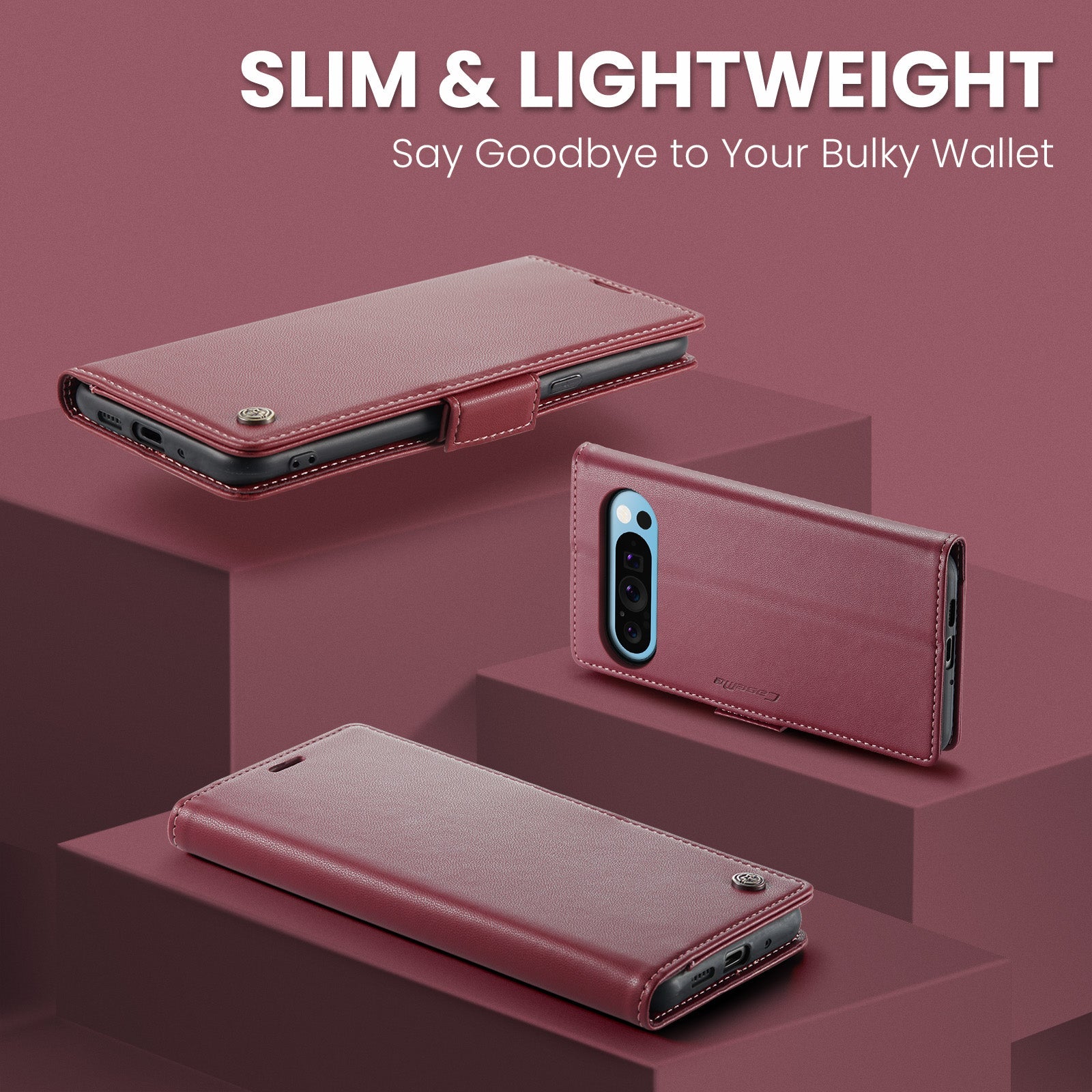 Google Pixel 10 Pro Xl Pu Wallet Case [Maroon]