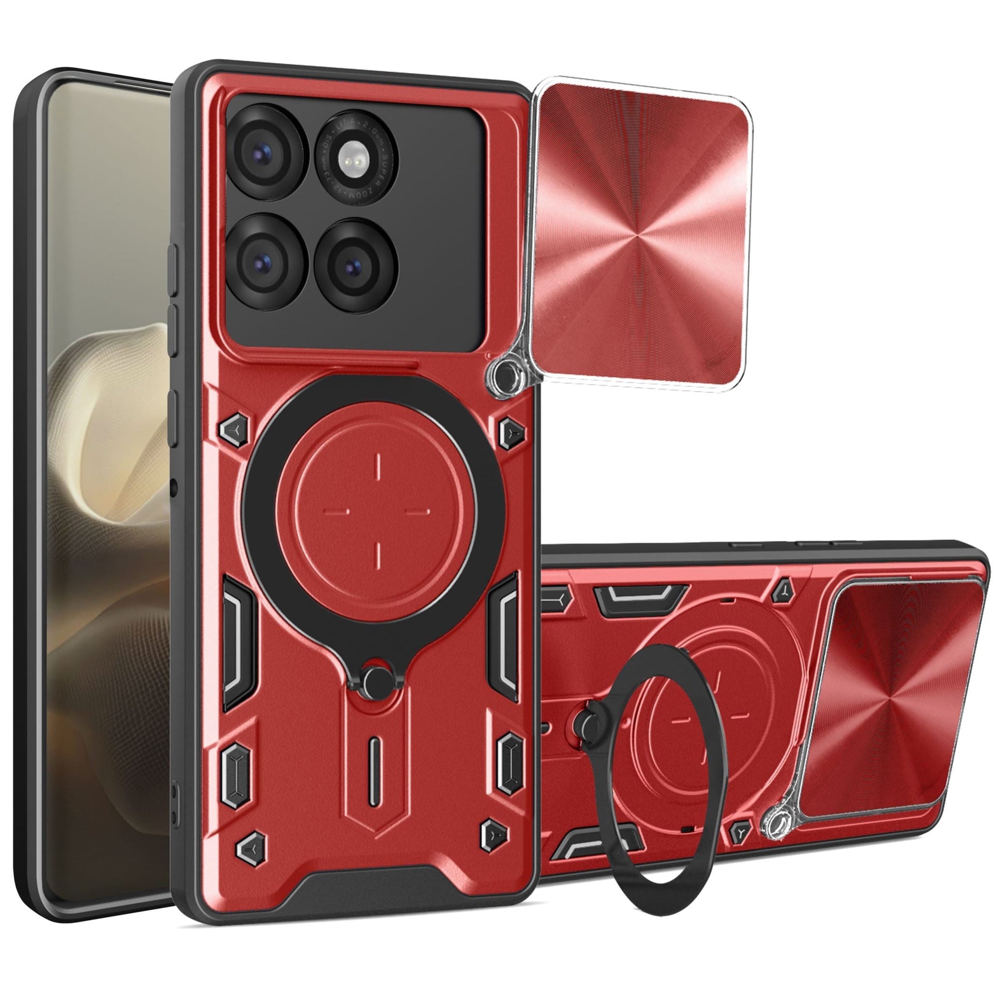 Moto Edge 60 Pro Ring Kickstand Case [Red]