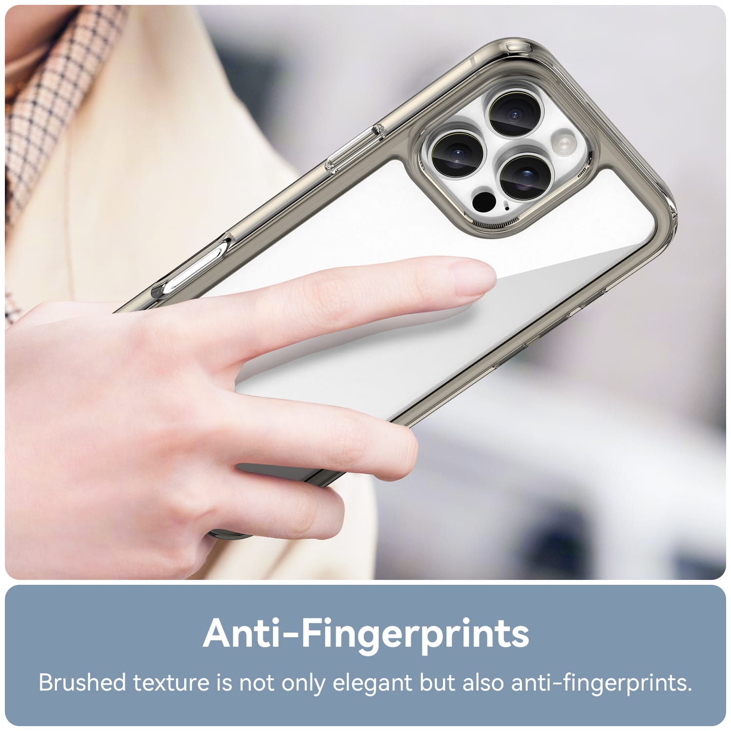Iphone 16 Pro Max Soft Gel Case [Clear Grey]