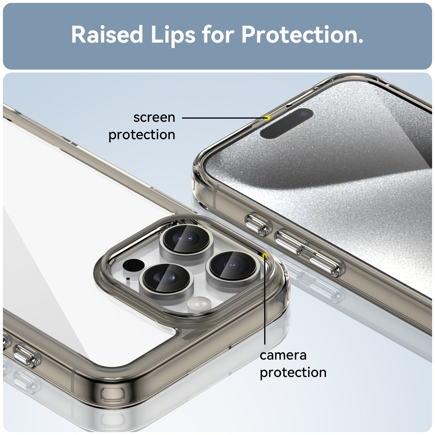 Iphone 16 Pro Max Soft Gel Case [Clear Grey]