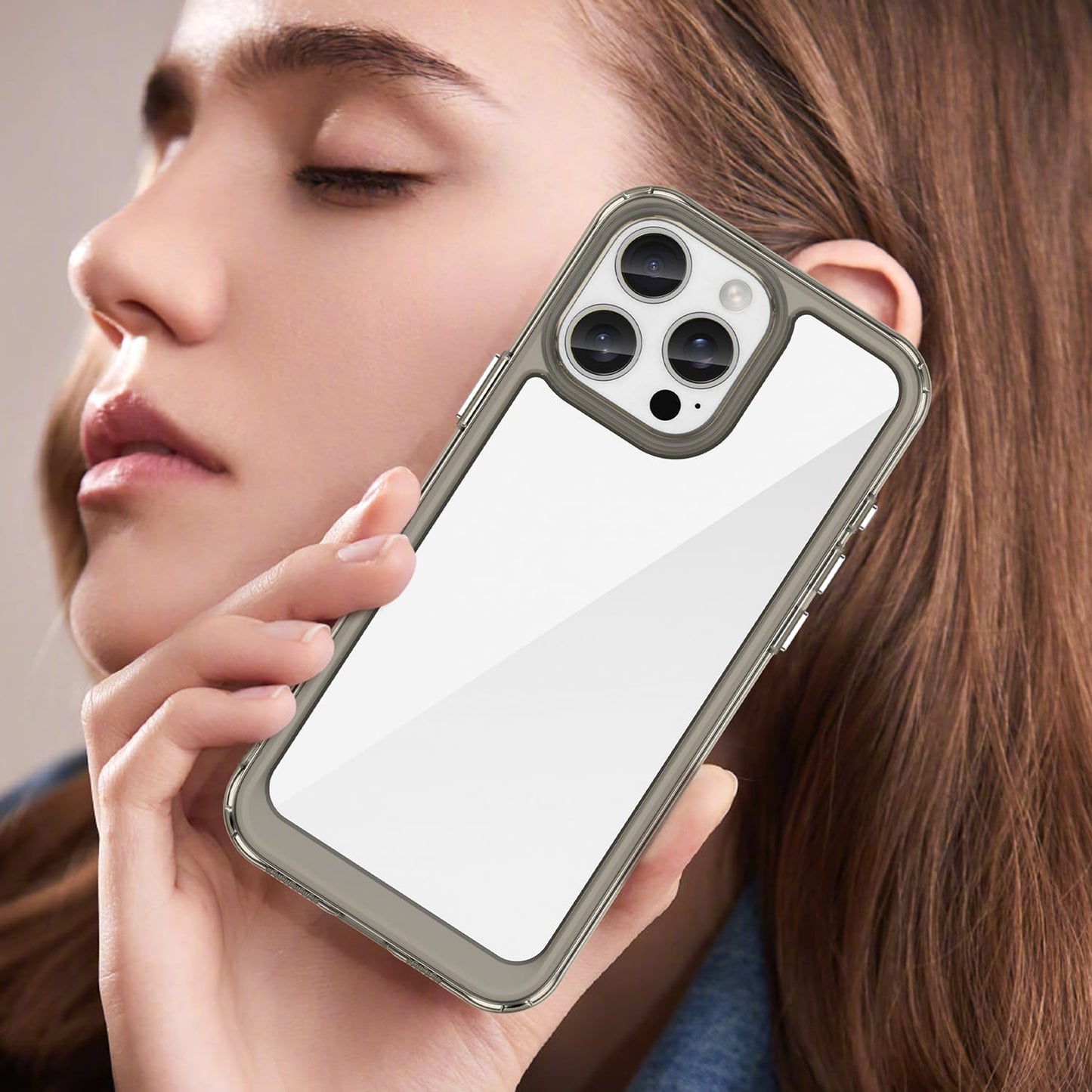 Iphone 16 Pro Max Soft Gel Case [Clear Grey]