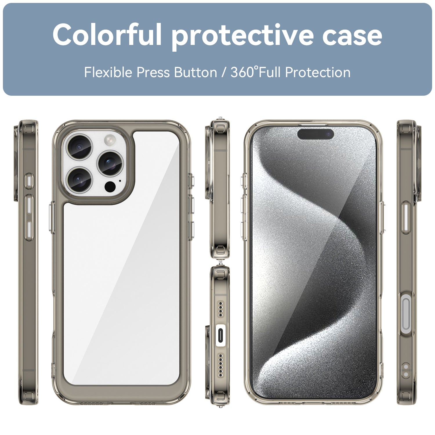 Iphone 16 Pro Max Soft Gel Case [Clear Grey]