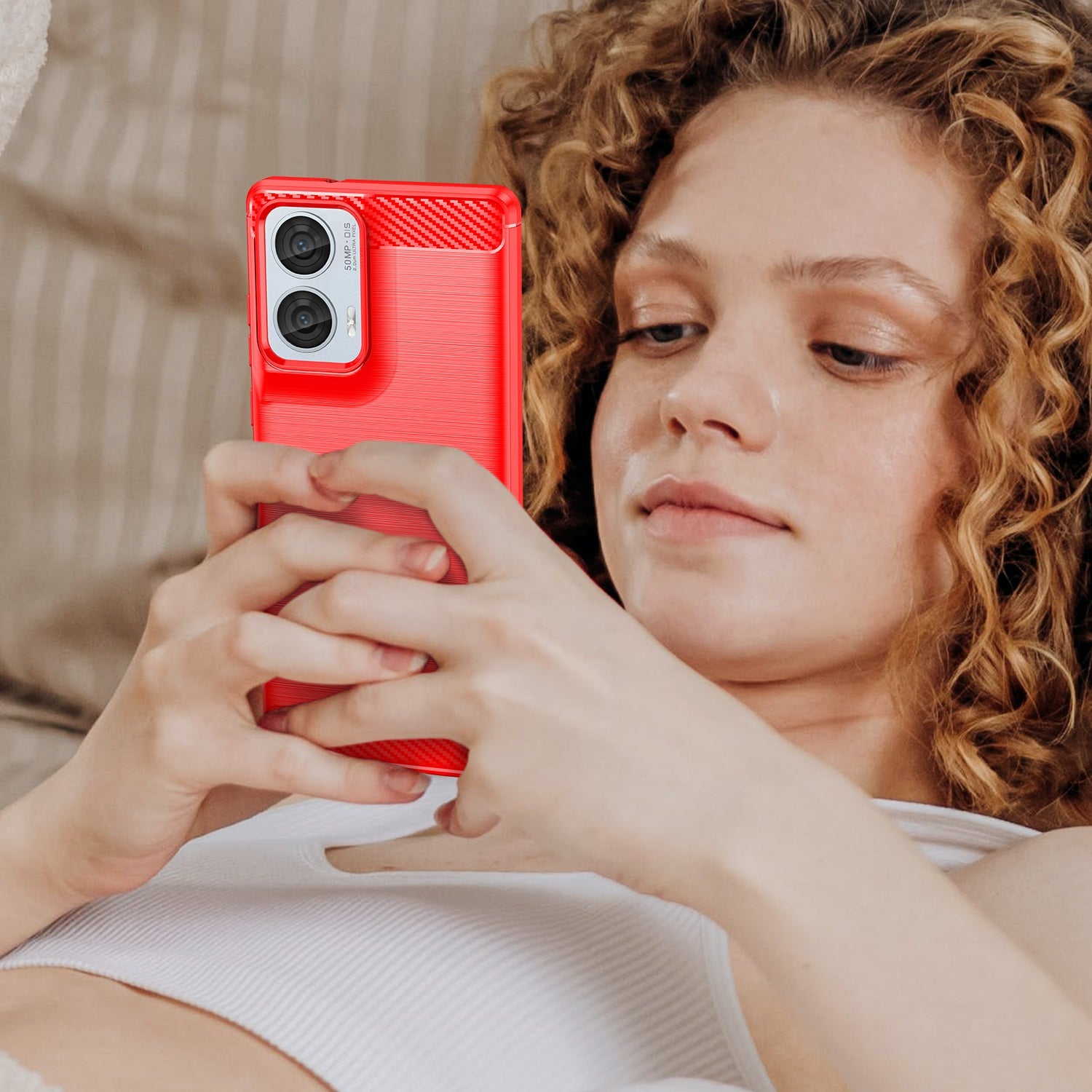 Moto Edge 50 Fusion Carbon Fibre Case [Red]