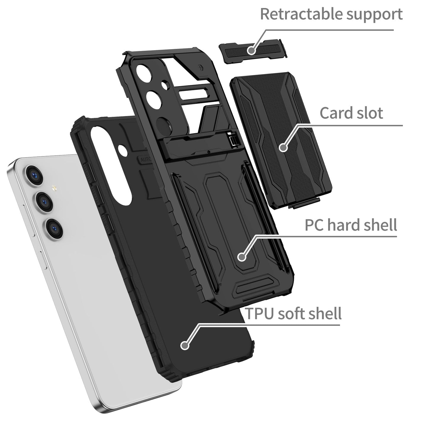 Galaxy S25 Plus Kickstand Heavy Duty Case [Black]