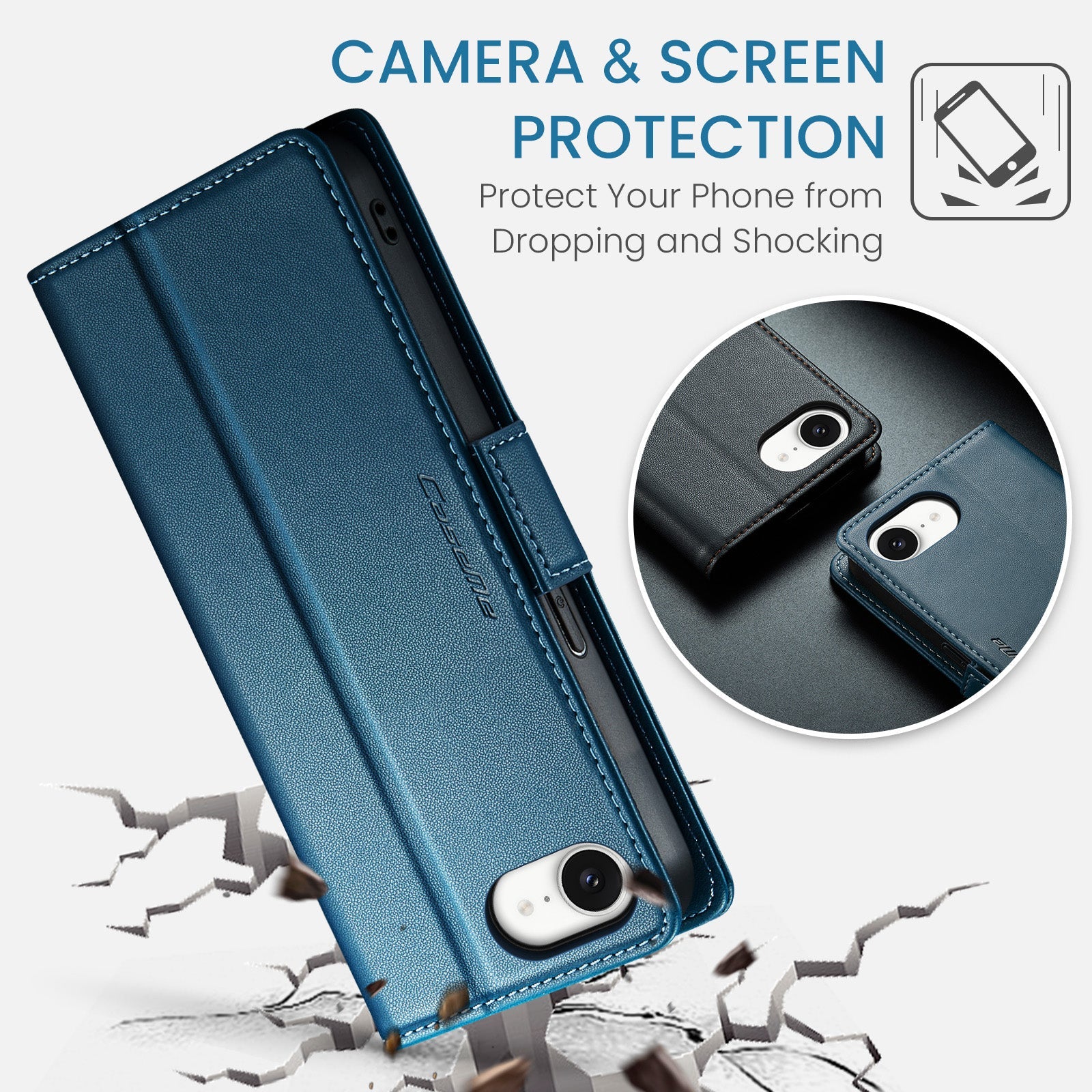 Apple iPhone 16E Pu Wallet Case [Navy]